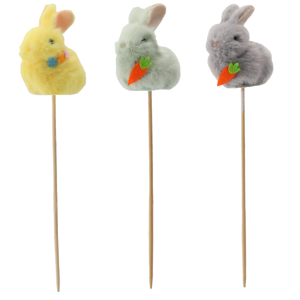 ORNAMENT DE PAȘTE PE PRICINA - IEPURAȘ CU MORCOV 5,5 x 23 CM MIX 3 CULORI ambalare=12buc *9106
