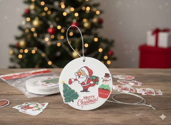 SET OF 3 CHRISTMAS DECORATIONS WITH STICKERS - MIX OF DESIGNS