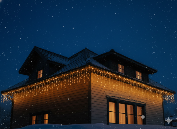 ZÁVESY ICICLE 500L TEPLÁ BIELA DĹŽKA 3 + 20 M *9867