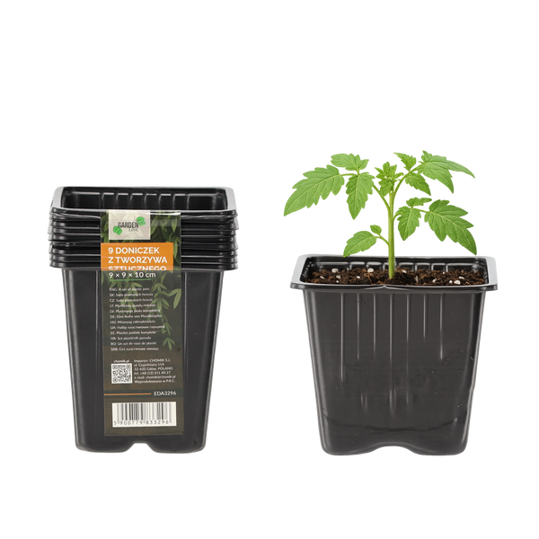 SET OF 9 PLASTIC POTS 9 X 9 X 10 CM