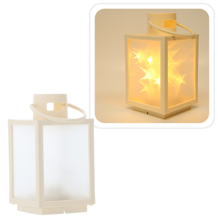 ŚWIĄTECZNY LAMPION 11 x 11 x 20,5 CM Z WKŁADEM LED Z EFEKTEM 3D BIAŁY *2546
