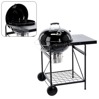 CHARCOAL GRILL WITH LID AND TABLE 90 X 70.5 X 111 CM