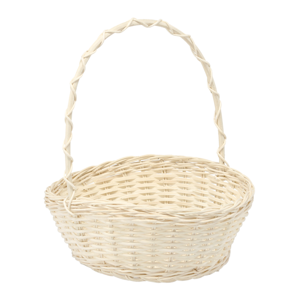 RATTAN BASKET 24/18 x 9/27 CM WITH HANDLE - WHITE