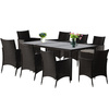 GARDEN FURNITURE SET / 8 CHAIRS + LARGE TABLE / BROWN + BEIGE *3654