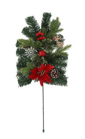 Vianočná dekorácia - Vetvička 60 cm červená s poinsetiou *2583