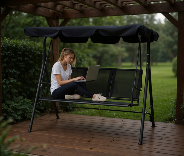 GARDEN SWING WITH TEXTILENE 170 x 110 x 153 cm BLACK *3118