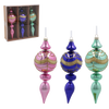 SET OF 3 CHRISTMAS TREE ORNAMENTS - STARPOINTS MIX OF COLORS 17CM pack=12 sets