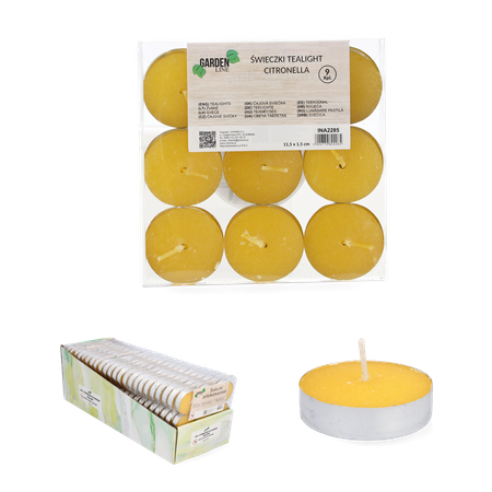 SET OF 9 CITRONELLA TEALIGHT CANDLES 11.5 X 1.5 CM DISP=23PCS.