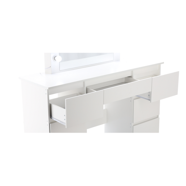 WHITE DRESSING TABLE WITH LIGHTS AND 7 DRAWERS