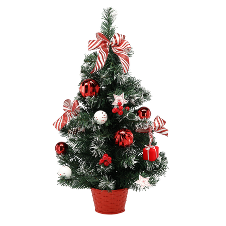 Vianočný stromček 60 cm bielo-červený *2620