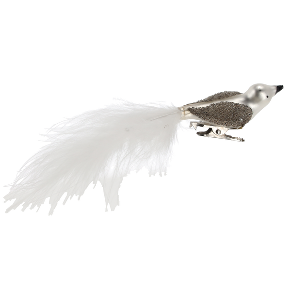 CHRISTMAS GLASS DECORATION - BIRD ON A CLIP 3 x 18 CM