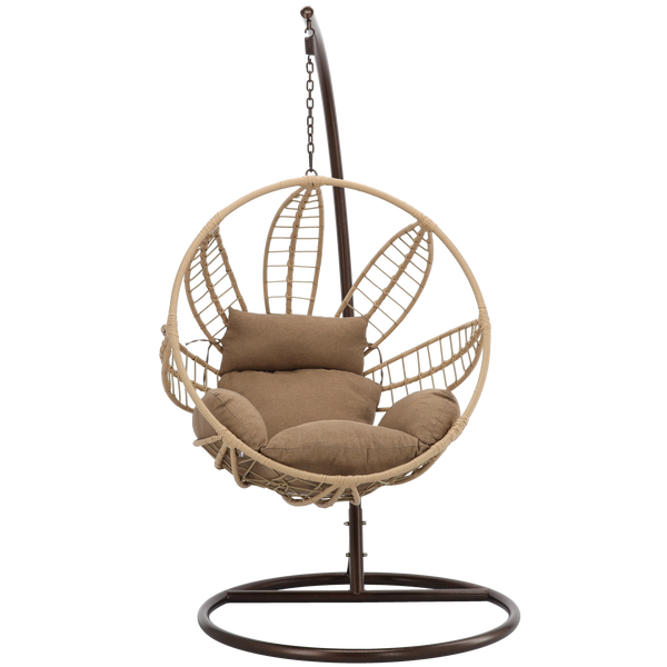 HANGING CHAIR SOBRE - JUTE, CUSHION - GREY, FRAME - BROWN