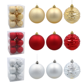 KPL. 12 BOMBS 8 CM RED / GOLD / SILVER *3757