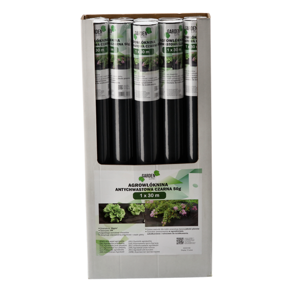 AGROWŁÓKNINA ANTYCHWASTOWA 1 x 30 M CZARNA 50g disp=10szt *2180
