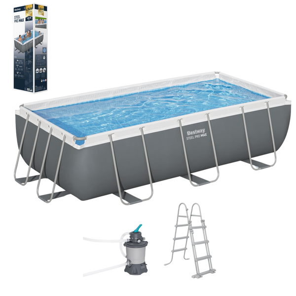 PISCINĂ RAME 4,04m x 2,01m x 1m (PISCINĂ, POMPĂ DE FILTRARE, SCARĂ)