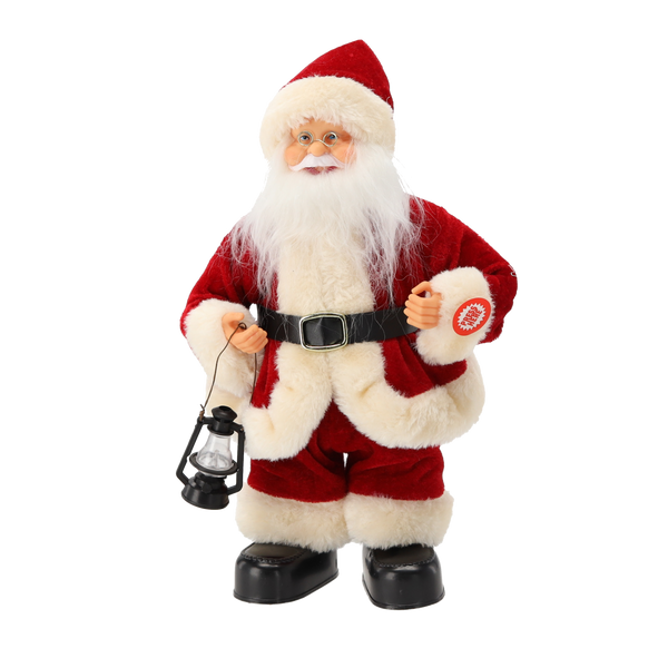 SANTA CLAUS WITH LANTERN 30 CM - DANCING - SINGING