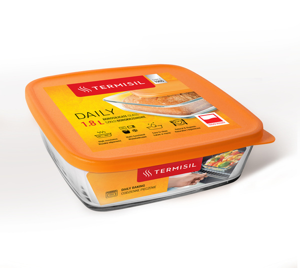 POJEMNIK 1,8L DO PRZECHOWYWANIA z plast.pokrywką-kolor pomarańczowy*2723