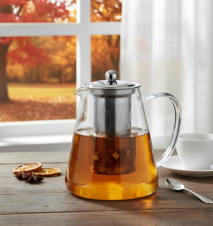 ODOLNÝ HNĚDÝ HRNEC S METALOVÝM POKROVEM A ODPADKOVÝM FILTREM 950 ML *1564