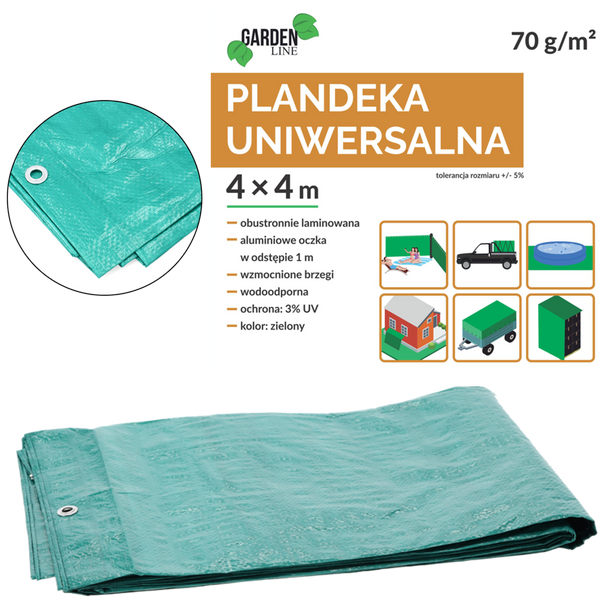 PLACHTA 4 x 4 M (+/- 5%) 70GSM 3%UV ZELENÁ *4140