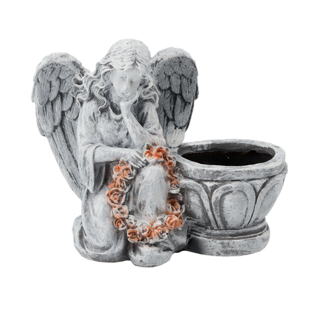 FIGURE OF A KNEELING ANGEL WITH A FLOWERPOT 23,5 X 12,5 X 20 CM