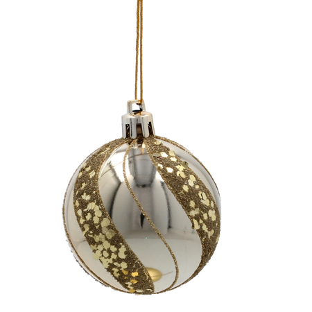 SET OF 8 CHRISTMAS BAUBLES GOLD 6 CM