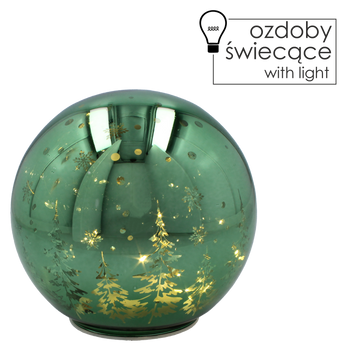 GLASS LED GREEN SPHERE 14 CM