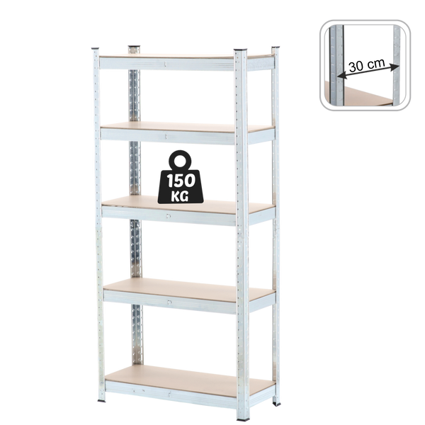 REGAŁ 5-POZIOMOWY 150 x 70 x 30 CM UDŹWIG PÓŁKI: 150 KG *7378