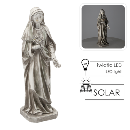 FIGURA ŚW. MARYJA Z BUKIETEM LED - BEŻOWA 16,5 X 17 X 51 CM *8738