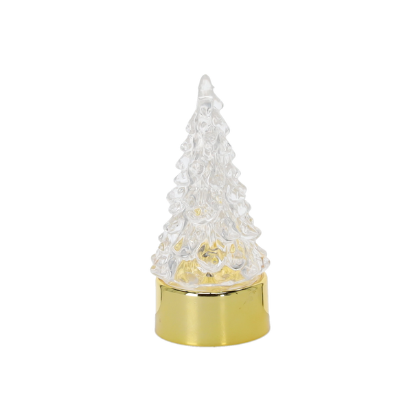 VÁNOČNÍ DEKORACE - LED PLASTOVÝ STROMEČEK 4 X 9,5 CM ZLATÝ/ŠEDÝ disp=12ks *9001