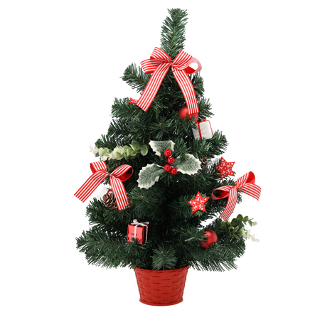 CHRISTMAS TREE 60 CM RED WITH HOLLY