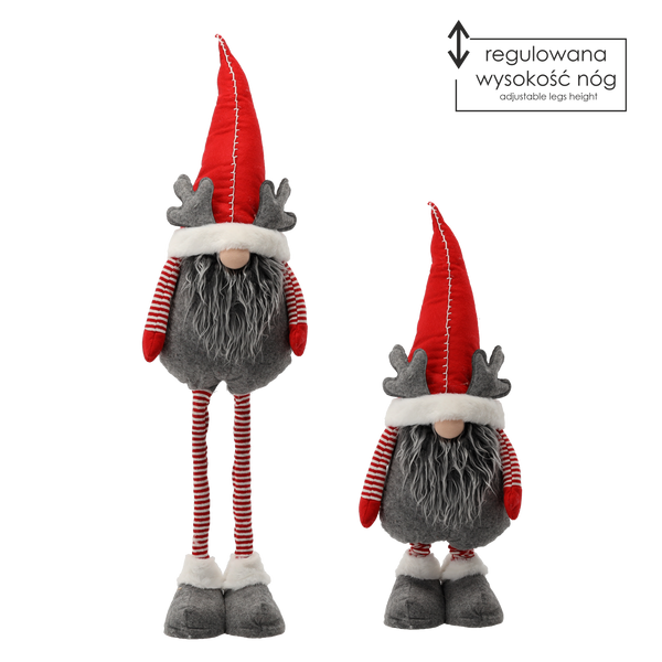 HOLIDAY GNOME WITH ADJUSTABLE LEGS 70 - 95 CM WITH REINDEER ANTLERS