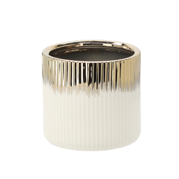 Keramická obal na kvetináč 15 x 15 x 13,5 CM zlato-biela *3369