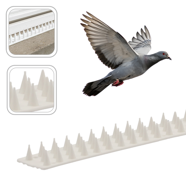 PLASTIC BIRD SPIKES 4.5X50CM WHITE PACK=10PCS