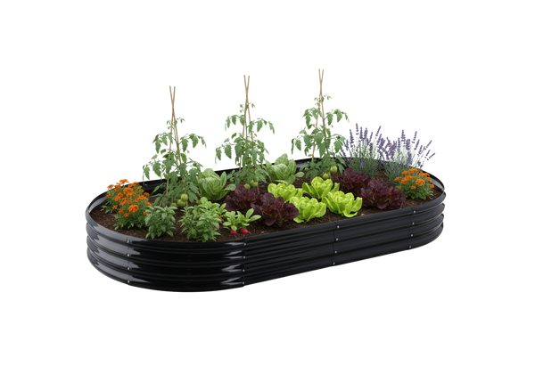 GRZĄDKA WARZYWNO-KWIATOWA 180 X 90 X 30 CM OWALNA ANTRACYT