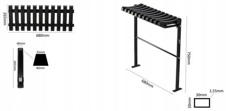 SKLADACIA LAVICA DĹŽKA 68 CM ČIERNA *8275