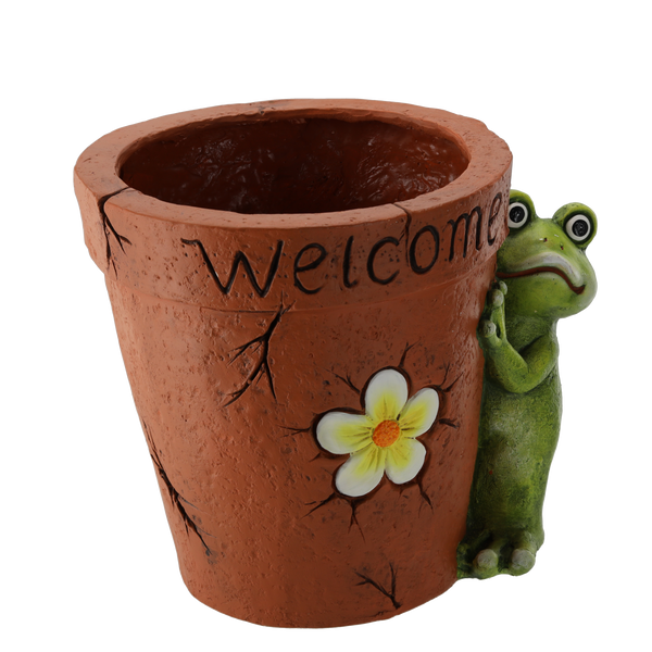 GARDEN FLOWER POT – WITH FROG AND FLOWER "WELCOME" 37 X 30 X 31 CM