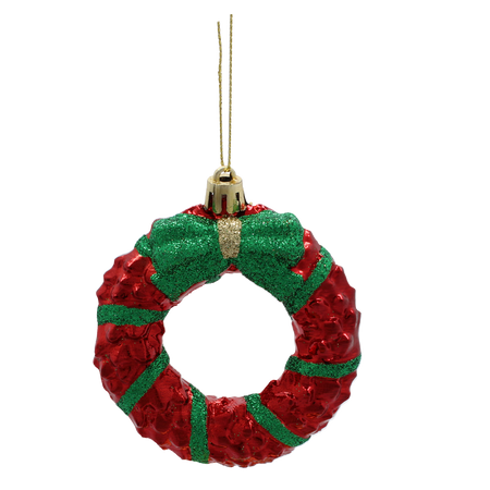 SET OF 6 CHRISTMAS TREE ORNAMENTS - WREATH / CHRISTMAS TREE 8CM pack=6sets