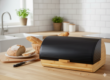 BREAD BOX ANISE - BAMBOO WITH METAL LID 38 x 28 x 18,5 CM BLACK