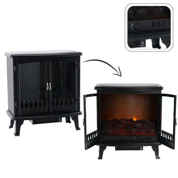 KOMINEK ELEKTRYCZNY - IMITACJA PŁOMIENIA - 63,5 x 35 x 70 CM - 900/1800W *6000