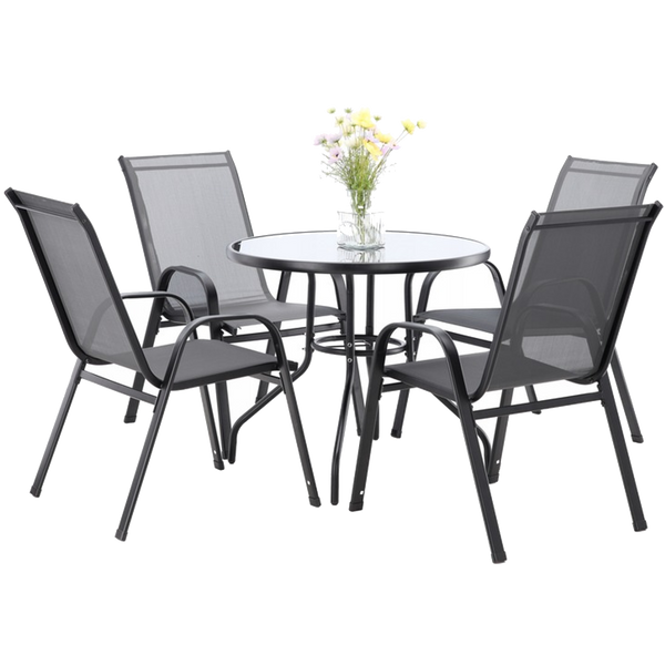 SET MOBILIER EXTERIOR - 4 SCAUNE + MASA ROTUNDA - GREY *3514
