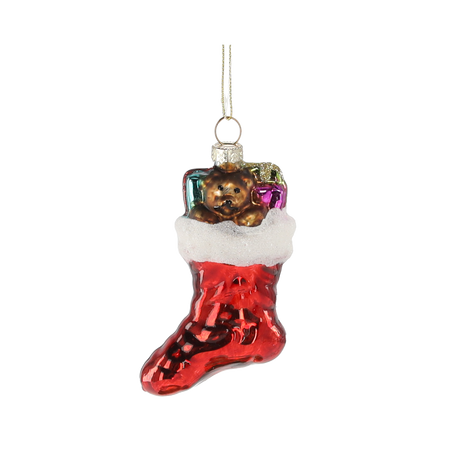 GLASS BAUBLE - RED SOCK 5 x 3,5 x 9 CM