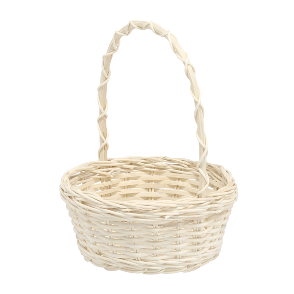 RATTAN BASKET 17/13 x 7/21 CM WITH HANDLE - WHITE