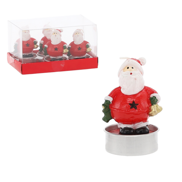 SET OF 4 CANDLES - SANTA 13,7 X 9 X 7,5