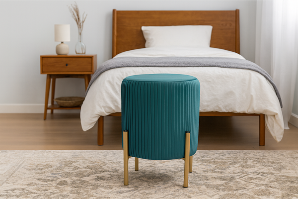 ROUND POUF WITH LEGS 28 X 42 CM GREEN