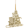 SET OF 3 CHRISTMAS TREE DECORATIONS - SANTA CLAUS'S GOLDEN SLEIGH 8 x 8 CM
