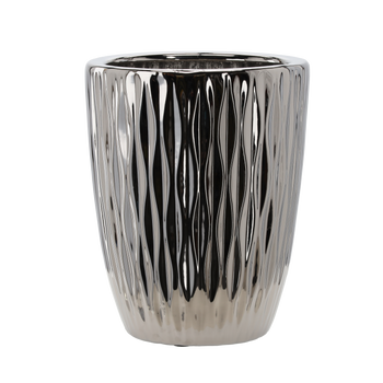 CERAMIC COVER FOR A POT 37 x 37 x 46 CM SILVER WAVY