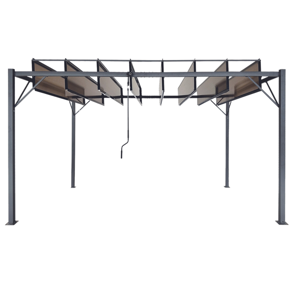 PERGOLA OGRODOWA Z RUCHOMYMI LAMELAMI Z POLIWĘGLANU 3 x 4 M BRĄZOWA *4023