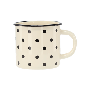 EMALIOVANÝ HRNČEK 1 L 11 CM BIELE POĽKY *3158