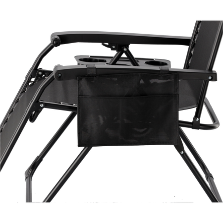 FOLDING GARDEN SUN LOUNGER WITH BASE, POCKET AND HEADREST BLACK 65 X 176 X 110 CM