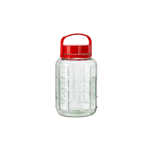 UNIVERSAL GRID GLASS JAR 2 L WITH PLASTIC LID